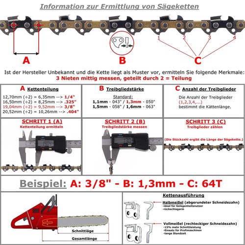 3 Sägeketten Halbmeißel 30cm 3/8" 1,1 mm 45 TG passend für Dewalt DCM565 - Picture 11 of 11
