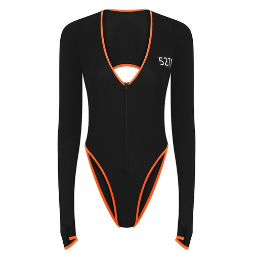 Women's Sexy Prisoner Bodysuit Jail Romper Halloween Bodycon Dress Costume - Picture 13 of 34
