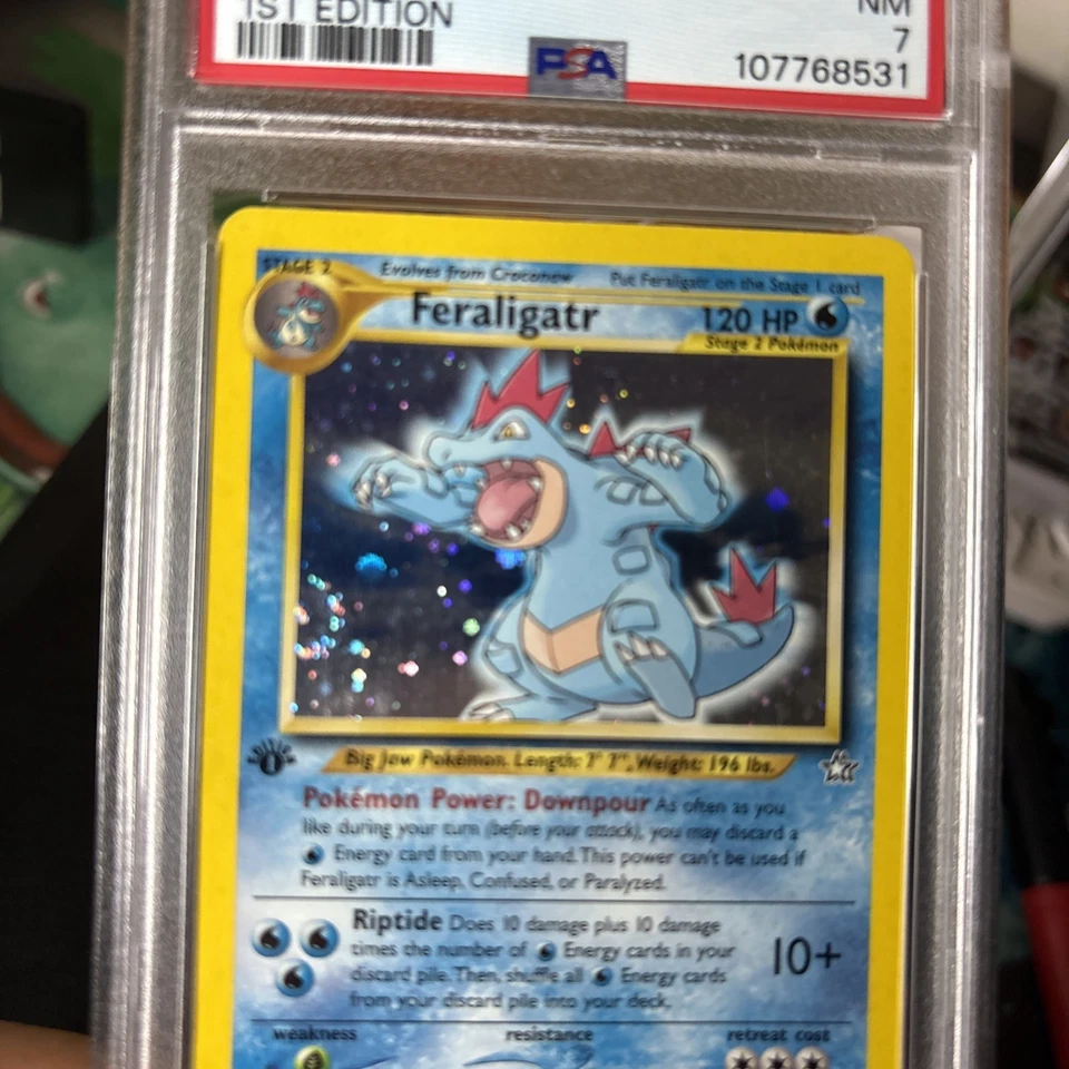 2000 Pokemon Neo Genesis Feraligatr Holo 1st Edition NM 5/111 PSA 7 FAT SWIRL!!! - Image 3 of 4