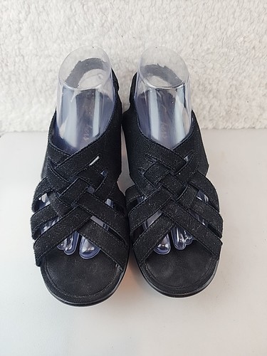 Sandalias Skechers para mujer de gamuza con tacón de cuña negras cómodas talla 9 - Imagen 3 de 8