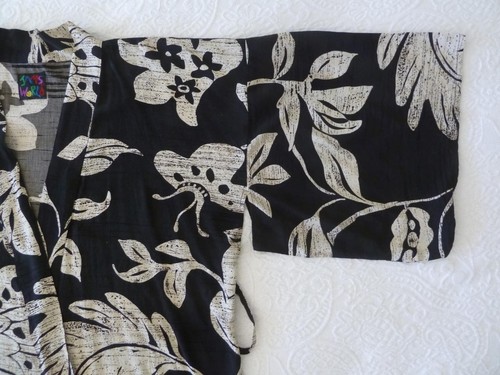 SELTEN Vintage Jams World Pago schwarz weiß Blumen Kimono Oberteil Überwurf mit Gürtel OS S M L - Bild 12 von 16