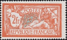 France Timbre année 1920 N°145  Merson 2fr orange et vert-bleu neuf**