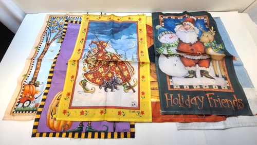 Lot of 6 Vintage Garden Flags Decorative Seasonal Yard Banners Collectible