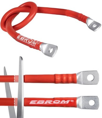 HI-FLEX Batteriekabel Pluskabel 95 mm2 ROT - 95 mm², 40 cm Kabelschuh M8 + M10