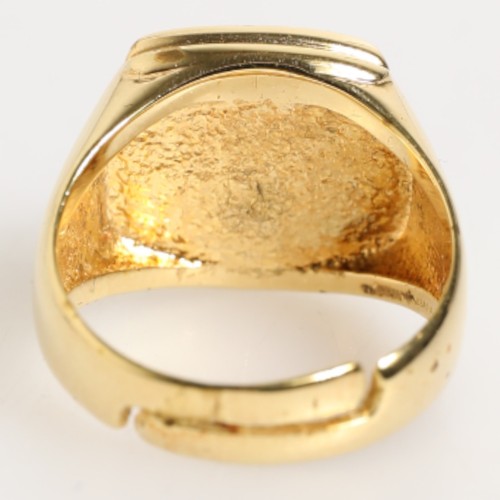 DOLCE & GABBANA Ring Gold Tone Enamel Brass Signet DG Logo Adjustable 620usd - Picture 3 of 9