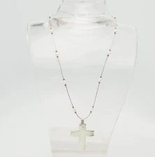 Vintage 800 silver pearl cross Industrial Argentina cross pendant necklace