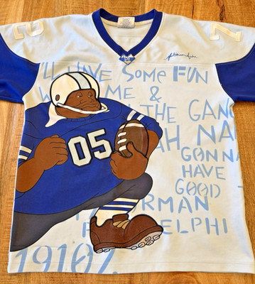 VINTAGE PLATINUM FUBU FAT ALBERT FOOTBALL JERSEY LARGE FLAWS PLEASE READ