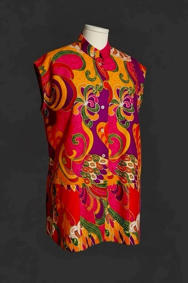 Top vintage años 70 Sun Fashions Hawaii’i grande sin mangas colores llamativos Foto 4 de 4