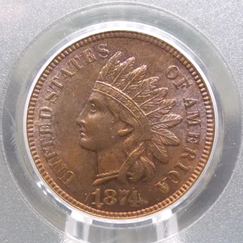 1874 Indian Head Cent Penny 1c PCGS MS64 RB #214 Red Brown BU Unc ECC&C, Inc.