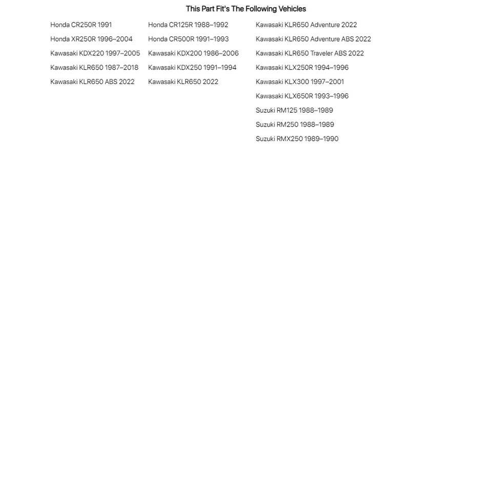 Amortecedor de borracha resistente Factory Connection para KAWASAKI KDX250 1991-1994 - Imagem 3 de 3