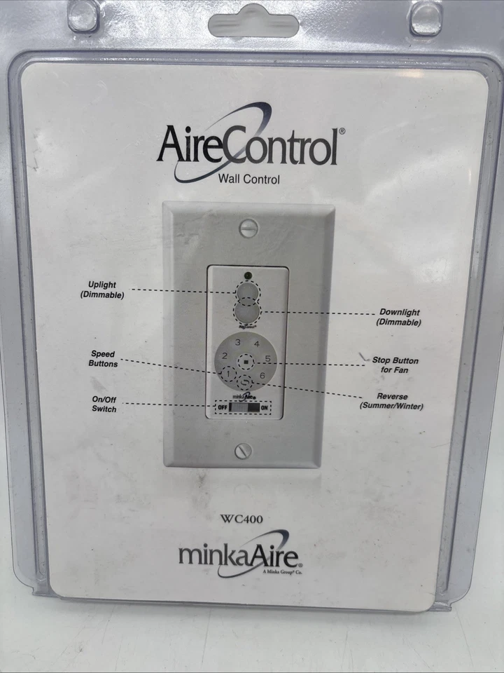 MinkaAire® Aire-Control 6 velocidades 32 bits controle de ventilador dimmer, branco WC400 - Imagem 2 de 4