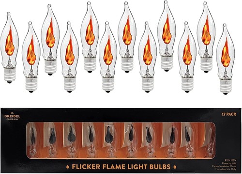 The Dreidel Company Flicker Flame Shaped Light Bulbs, 12 Count (Pack of 1)