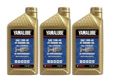 Yamaha Yamalube 10W-40 Full Synthetic HP Engine Oil- 1 Quart (3Pack)