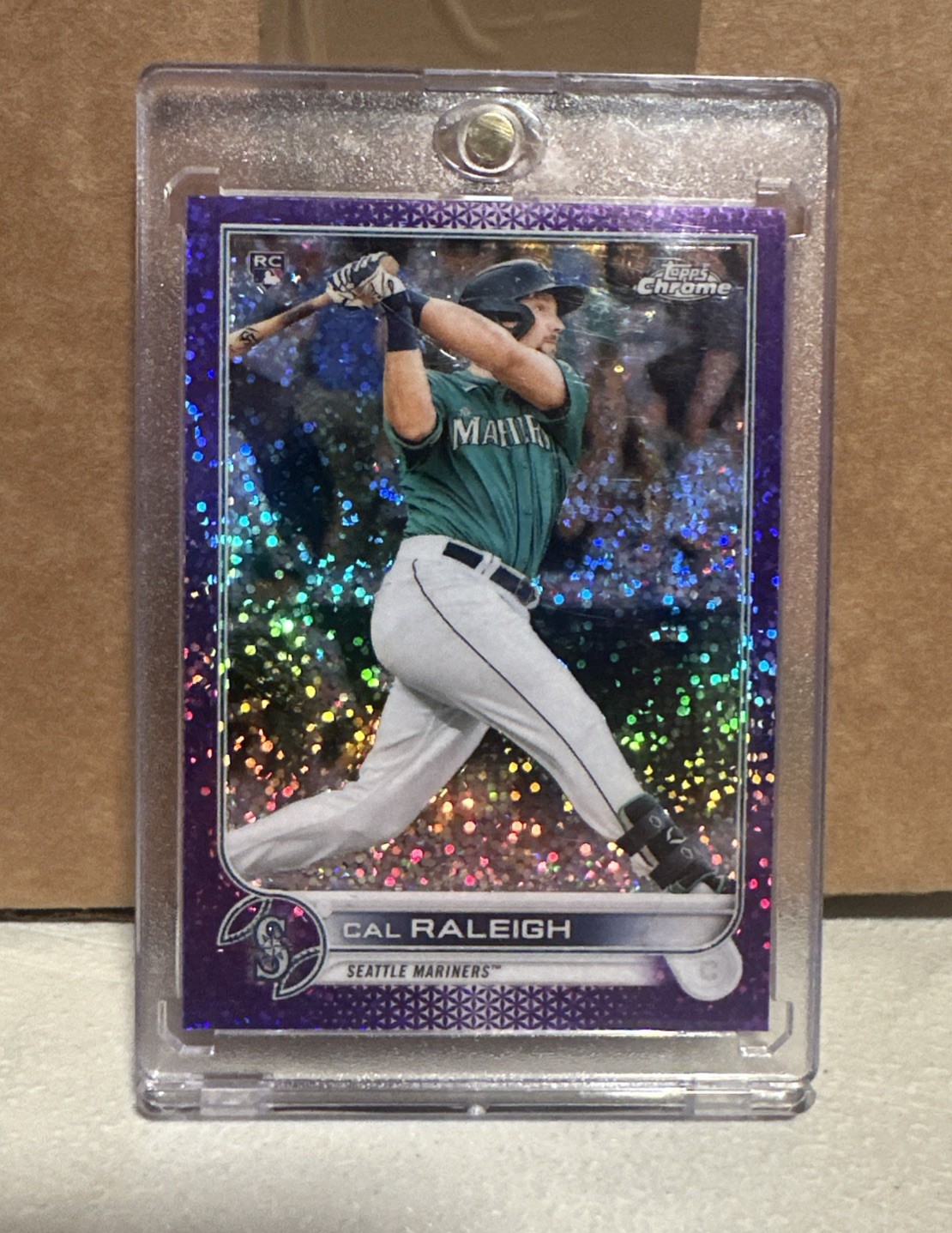 2022 Topps Chrome #149 Cal Raleigh /299 Purple Speckle Refractor Rookie RC Card