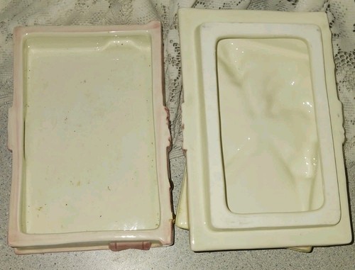 Caja de baratijas de recuerdo de cerámica vintage Fitz and Floyd Omnibus "Pensando en ti" - Imagen 4 de 6