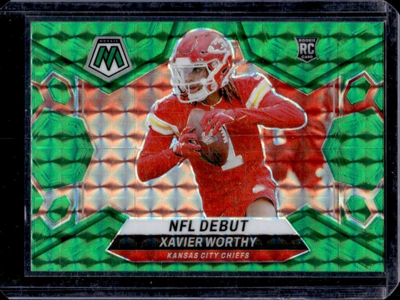 2024 Panini Mosaic Xavier Worthy RC Green Prizm Rookie NFL Debut #285 Chiefs