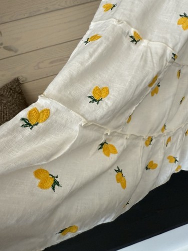Luisa Positano White One Size Maxi Sleeveless Dress Linen Made In Italy Lemons - Picture 4 of 11