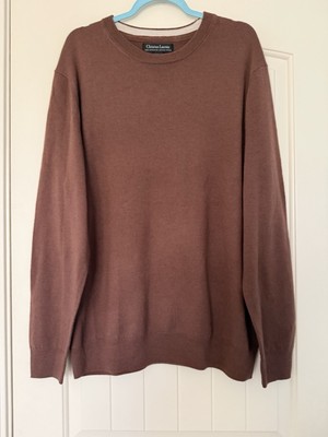 Christian Lacroix Men s Plus 100% Extra fine Merino Wool Brown Sweater Size XXL