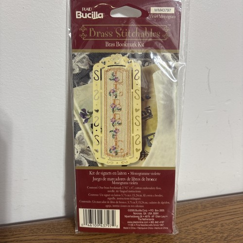 Bucilla Brass Stitchables Brass Bookmark Kit Violet Monogram W/ Instructions - Picture 1 of 3