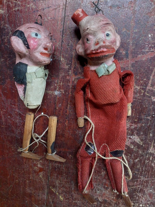 Antique Christmas Ornaments Happy Hooligan Comic Characters Composition