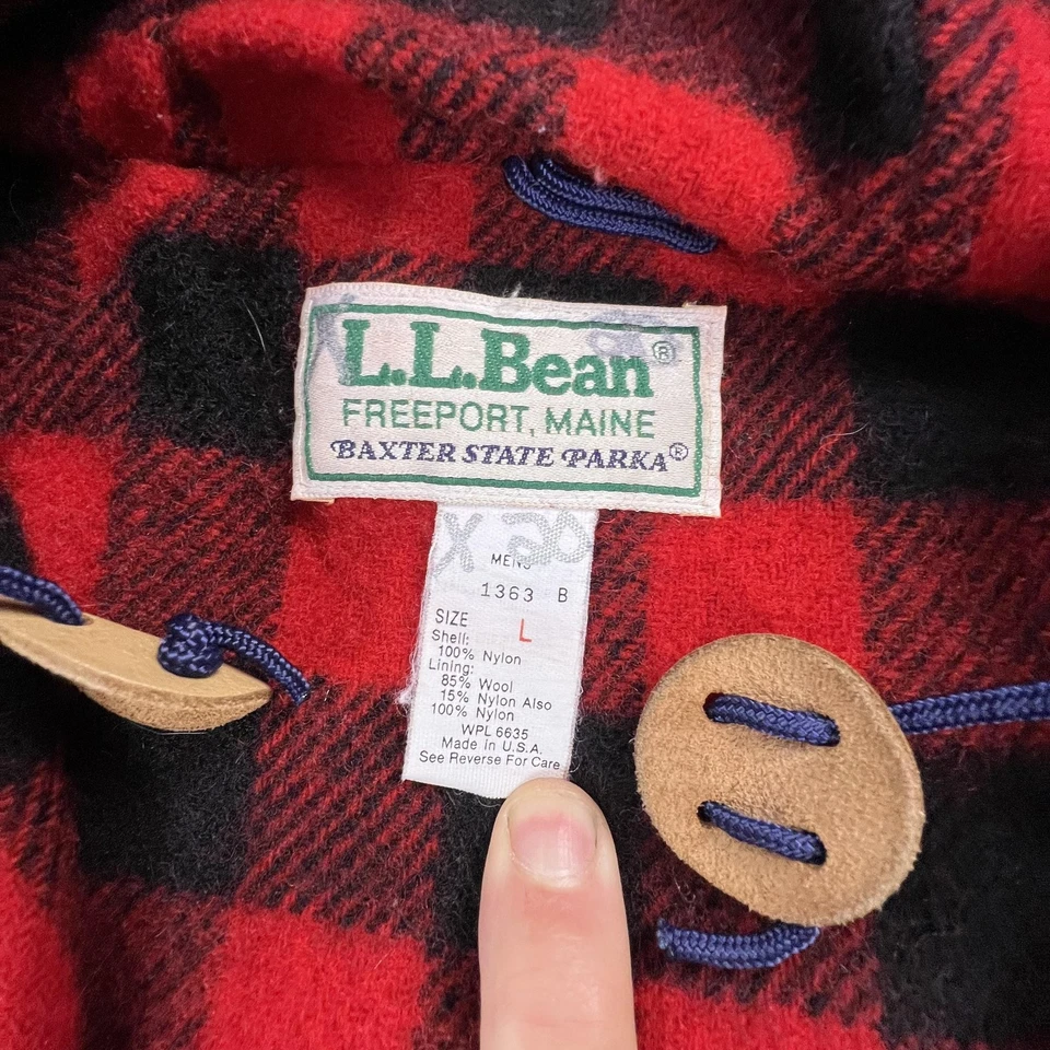 Vintage LL Bean Baxter State Parka Jacket Mens Large Blue Wool Lined Hooded 80s - Image 4 of 4
