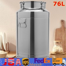 76L/20Gal Milk Jug Milk Can Stainless Steel Sealed Bucket 40*64cm/15.75*25.20in