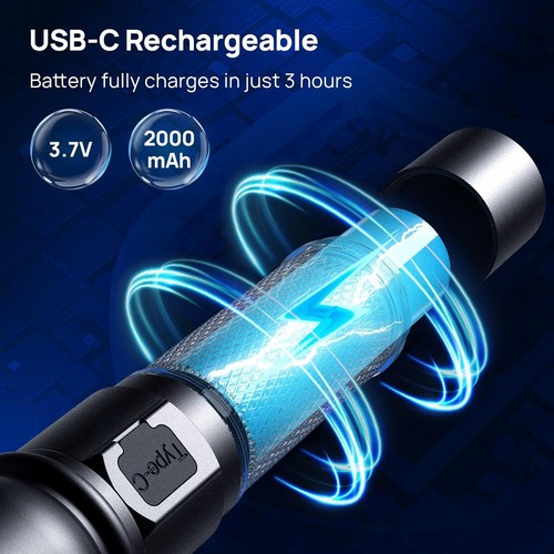 Consciot UV Flashlight Black Light USB-C Rechargeable, 365nm 1 Pack, - Picture 3 of 7
