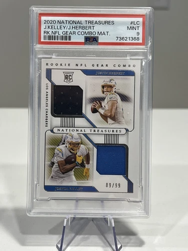 2020 National Treasures Justin Herbert/J Kelley Rookie Combo Patch /99 PSA 9
