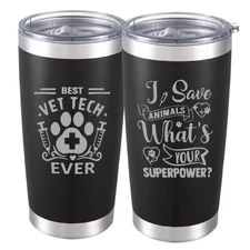 Fueled by Coffee, Powered by Animals –20oz Engraved 'Best Vet Tech Ever' Tumbler