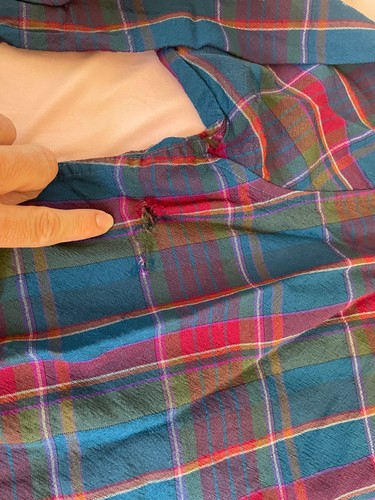 camicia pendleton uomo taglia L plaid manica lunga verde rosso blu danneggiata - Foto 2 di 8
