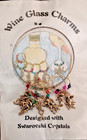 Set of 6 Frog Themed Wine Glass Charms with multicolored Swarovski Crystals