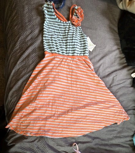 Bonnie Jean Girls Dress Size 16 Orange Blue Stripes Sleeveless - Picture 1 of 9