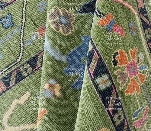 Antique Green Turkish Oushak Rugs 7x9 8x11 9x12 10x14 12x15 Large Livingroom Rug - Picture 3 of 8