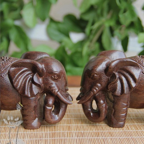 Chinese Fengshui Wooden Elephant Statue Figu rine Ornament Decor hot - Picture 2 of 8
