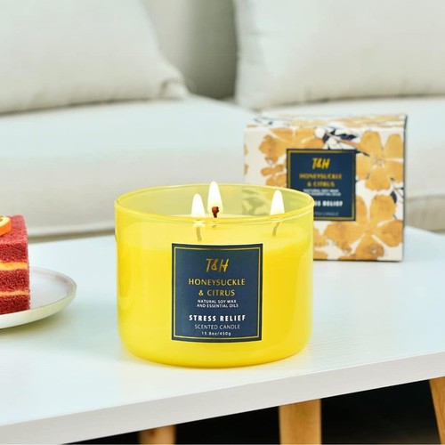 Large 3-Wick Aromatherapy Scented Candles for Home - Large, Yellow - Picture 9 of 9