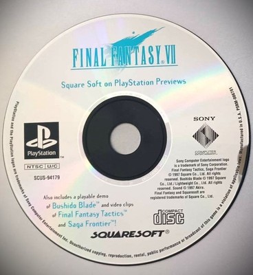 Final Fantasy VII - SquareSoft PlayStation Previews (PS1 Rare Demo Disc, 1997)