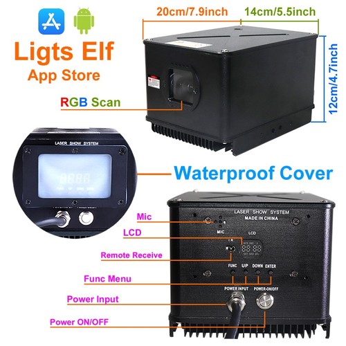 Outdoor IP65 Waterproof Android iOS APP 2W RGB Stage Show Projector Laser Lights - Picture 3 of 12