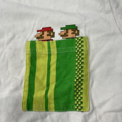 Uniqlo X Super Mario Bros Pocket Shirt Medium UTGP 2017 Tunnel White NOTES - Picture 6 of 7