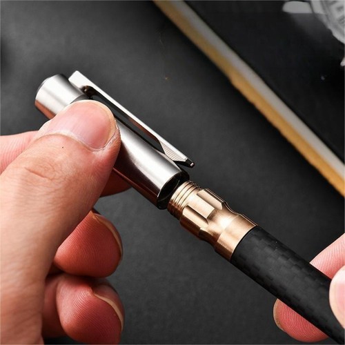 Carbon Fiber Brass Titanium Ballpoint Pen EDC Pocket Pen Business Office Writing - Picture 9 of 12