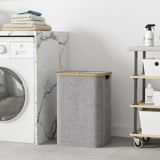 Image of Laundry Basket Bin Bag Hamper With Lid 80L Washing Basket Storage Blanket Basket