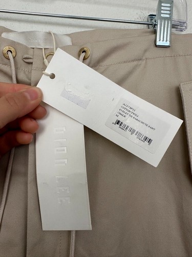 DION LEE Eyelet Tie Parachute Pant Cargo Straight Leg Chalk White Medium Y2K NEW - Picture 7 of 16