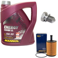 MotoröL Set ÖLfilter SH4771P 5W30 4Liter + ÖLablassschraube FüR Audi Seat Skoda