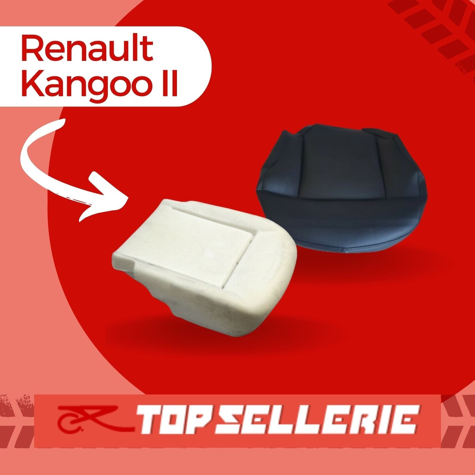 Housse d'assise Kangoo II avec mousse et dossier pour modèles 2007 à 2020