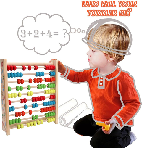 Abaco Classico in Legno per Bambini Matematica, Giocattolo Educativo di Conteggio con 100 Perline, 12 - Foto 3 di 12