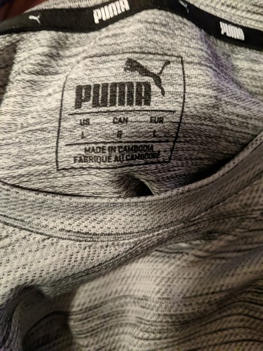 Puma Men’s Crew Neck Short Sleeve T-Shirt Gray Stripe Size Large Stretch Heather - 第 2/14 張圖片