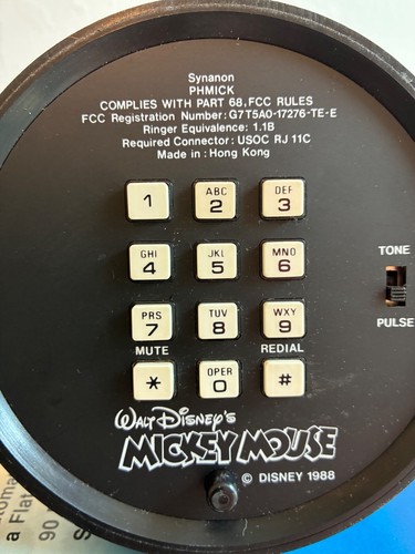Mickey Mouse Telephone 10.5" Disney 1988 box and cord included - Picture 7 of 7