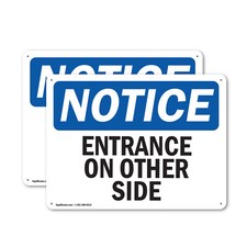 (2 Pack) Entrance On Other Side OSHA Notice Sign Decal Metal Plastic
