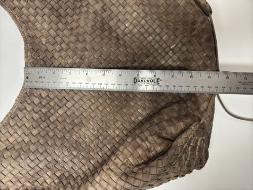 Vintage Woven Leather Hobo Shoulder Hand Bag Purse Burnt Brown Patina - Picture 12 of 20