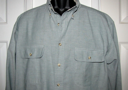 Woolrich Original Outdoorwear denim Button shirt Pockets Men's pale Green L/XL - Picture 3 of 10