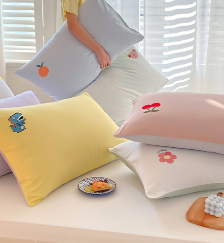 Nuevo 2 PIEZAS Funda de almohada suave gruesa 100% algodón bordado bordado ropa de cama cojín Reino Unido - Imagen 3 de 13